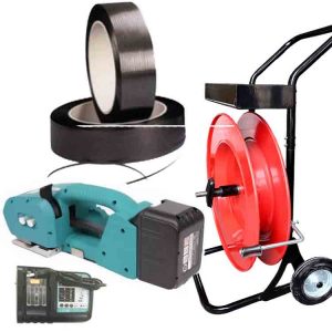 Σετ τσερκομηχανής NEO 9-16mm PET/PP με μπαταρία, φορτιστή, τσέρκι PET, καρότσι τσερκοποίησης